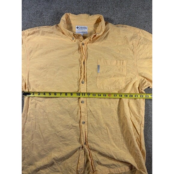 Columbia Sportswear Yellow Textured Short Sleeve Button-Down Shirt Men’s XL - Picture 3 of 4